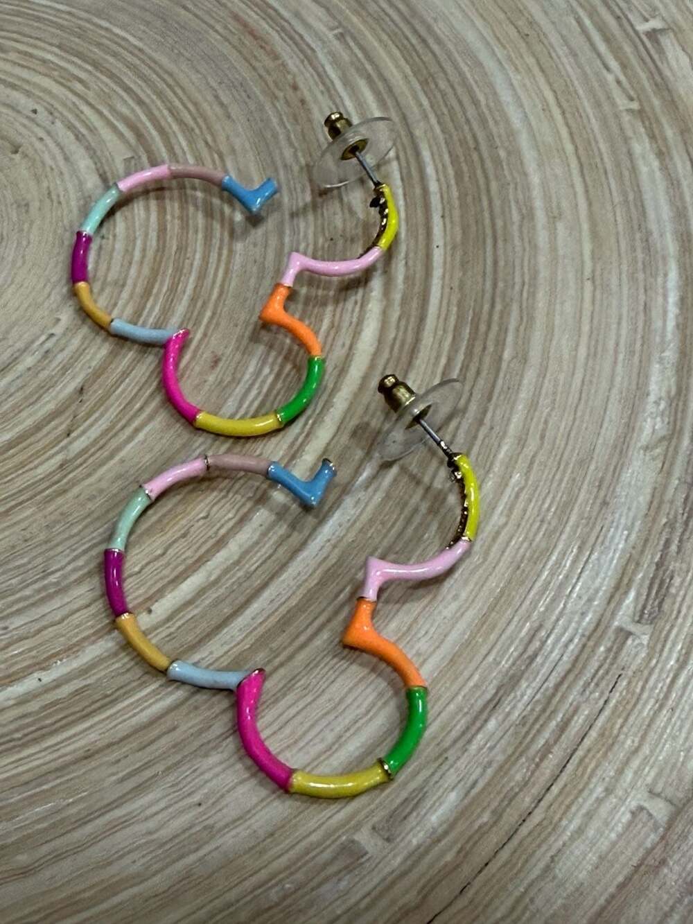 Disney Parks Mickey Mouse Rainbow Enamel Silhouette Hoop Earrings